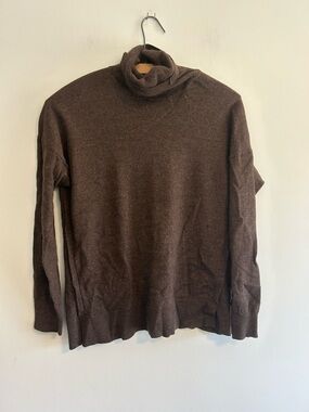 Part two large brown merino wool pullover turtleneck long sleeve shirt